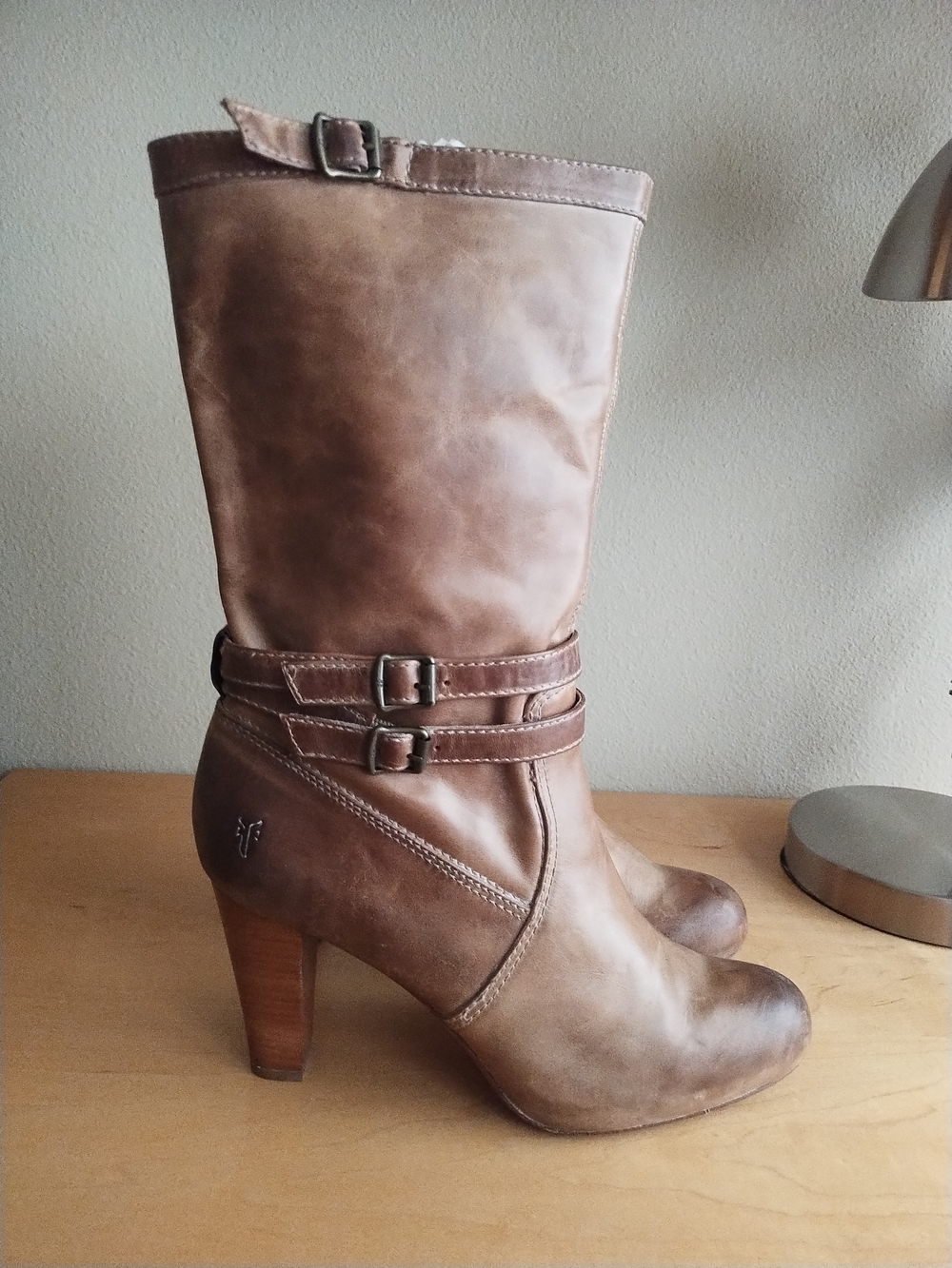 Frye Miranda Slouch Boots In Tan - Picture 4 of 10
